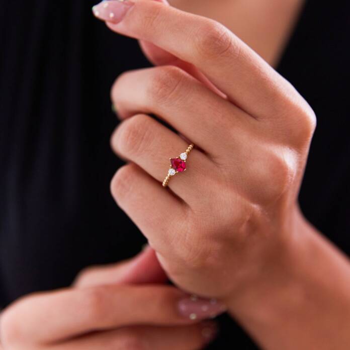 Renkli Damla Taşlı Yüzük - 1