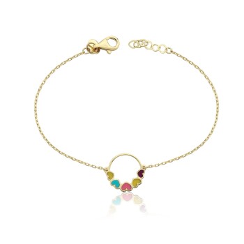 Renkli Kalpli Forse Zincir Çocuk Bilekliği - Melike