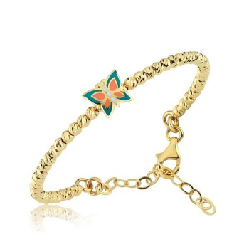 Renkli Kelebek Desenli 14 Ayar Altın Çocuk Bileklik - Melike