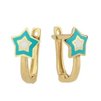 Renkli Mineli Yıldız Çocuk Küpesi - Melike