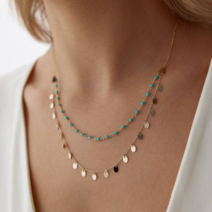 Renkli Pullu İkili Kolye - 2