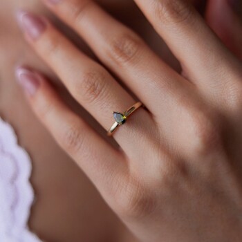 Renkli Taşlı Damla Yüzük - Rayna