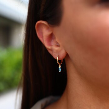 Renkli Taşlı Halka Küpe - Alen