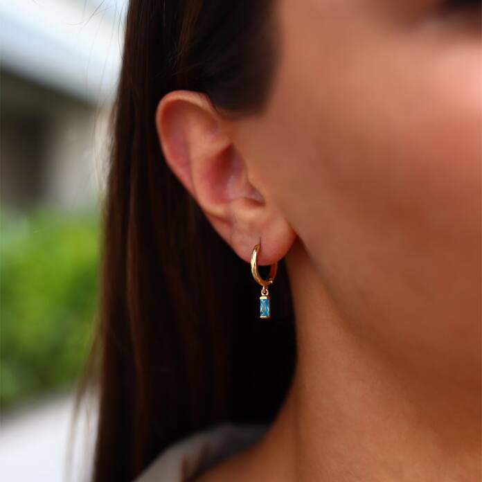 Renkli Taşlı Halka Küpe - 1