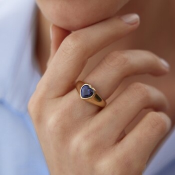 Renkli Taşlı Kalp Yüzük - Garo