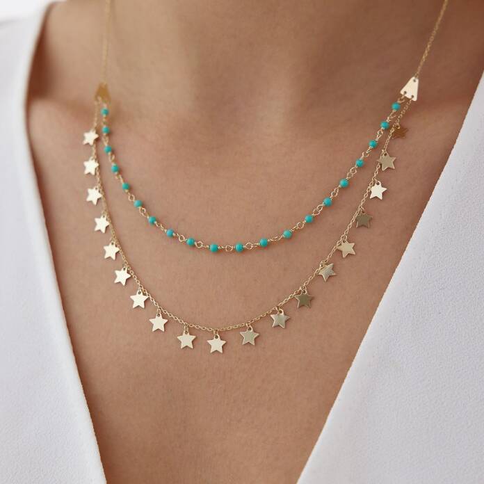 Renkli Yıldız Seli İkili Kolye - 3