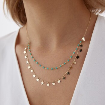 Renkli Yıldız Seli İkili Kolye - Ali Altınbas