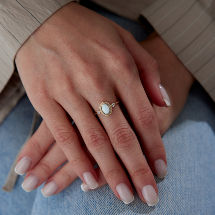 Rivet Opal Yüzük - Rayna