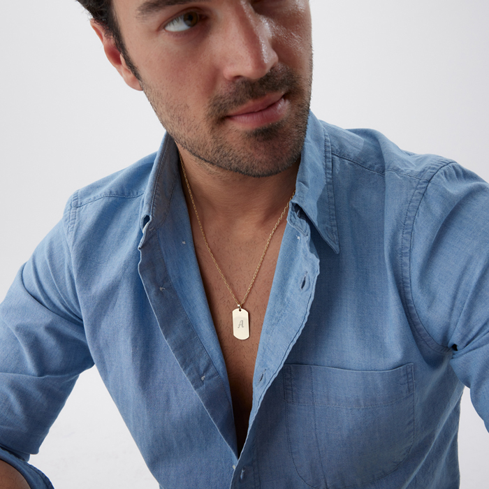 Round Plaka Erkek Kolye - 3