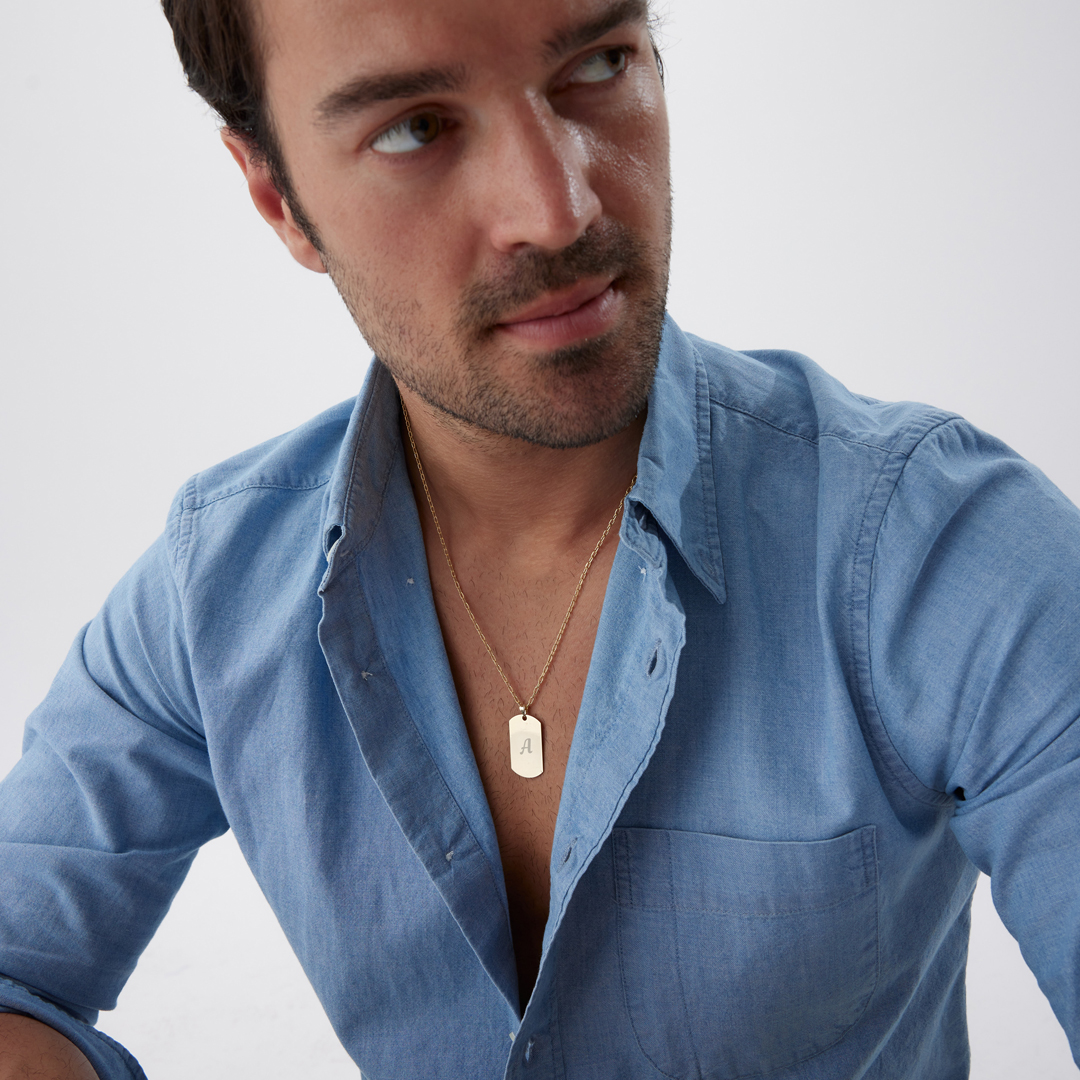 Round Plaka Erkek Kolye - 3