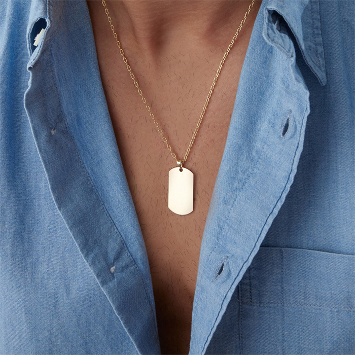 Round Plaka Erkek Kolye - 1