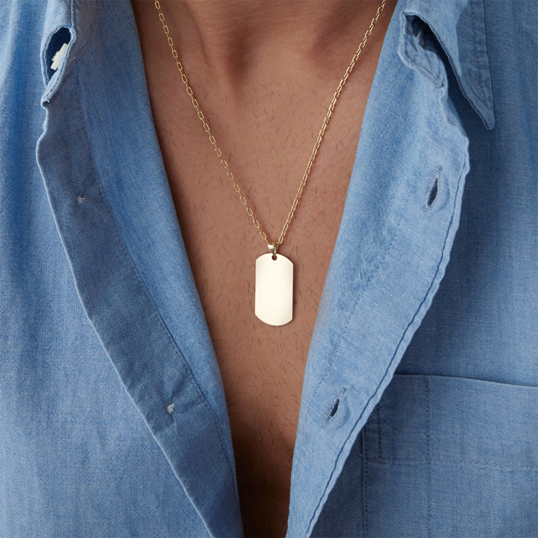 Round Plaka Erkek Kolye - 1