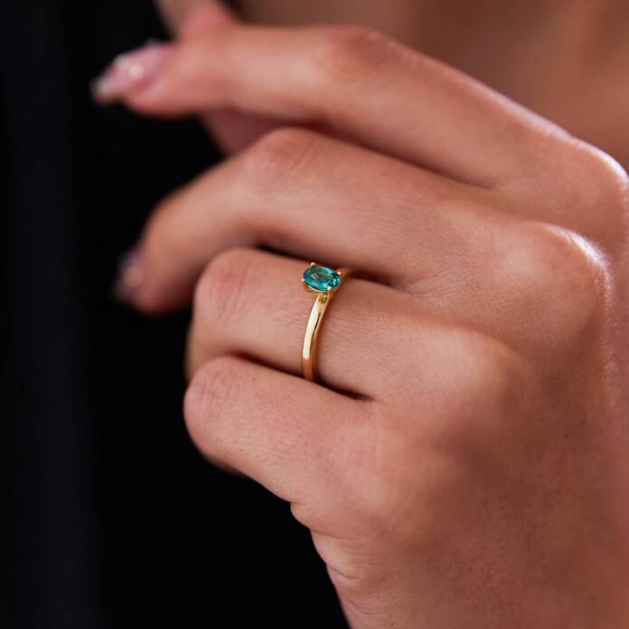 Sade Yeşil Taşlı Yüzük - 2