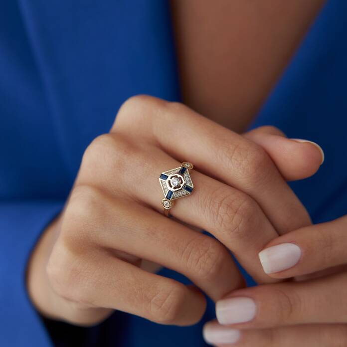 Safir Renk Kalkan Yüzük - 1