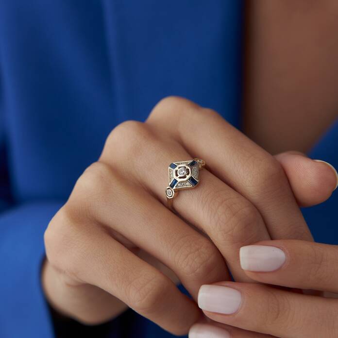 Safir Renk Kalkan Yüzük - 2