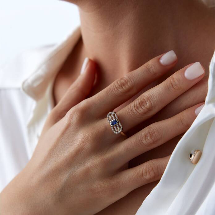 Safir Renkli Levha Yüzük - 2