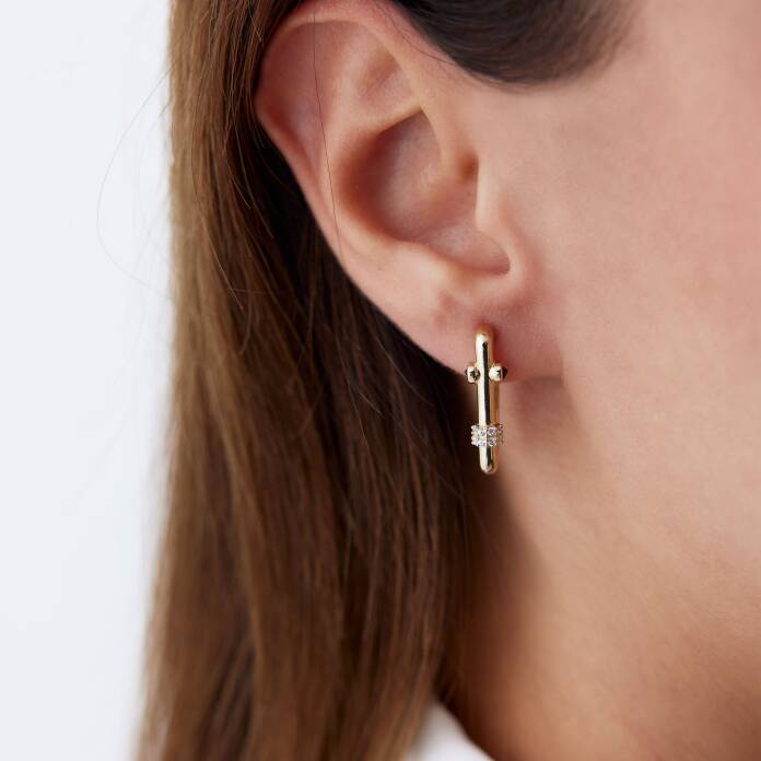 Safir Taşlı Ataç Küpe - 1