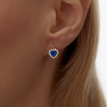 Safir Taşlı Kalp Küpe - 1