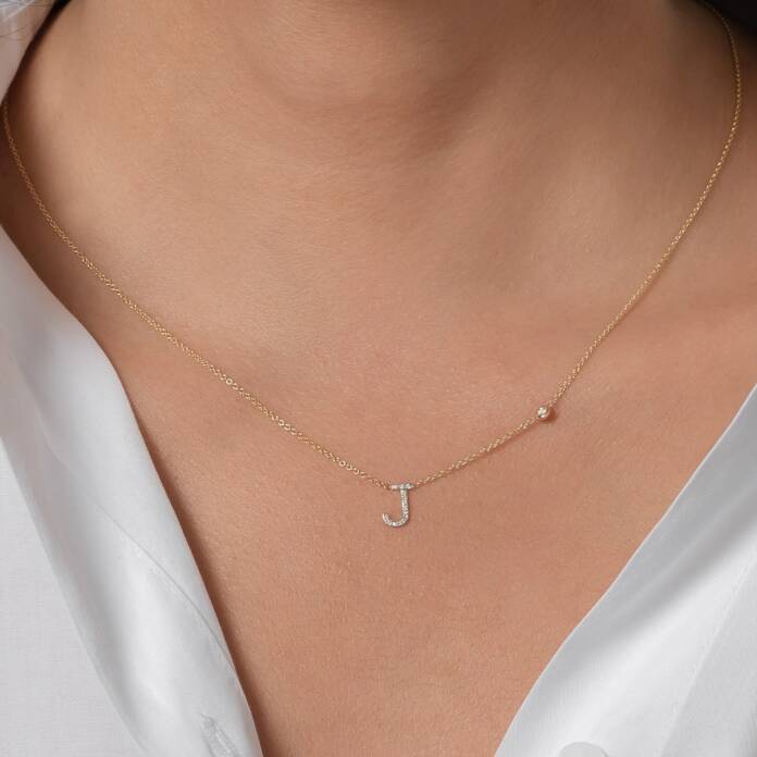 Sallantı Harf Taşlı Kolye - 2