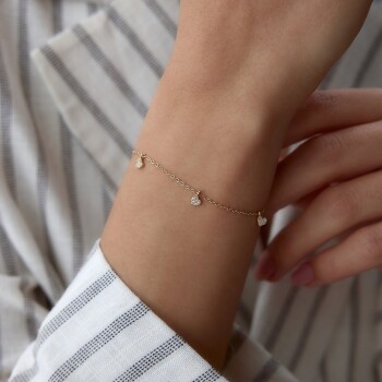 Sallantılı Taşlı Kalp Bileklik - Rayna