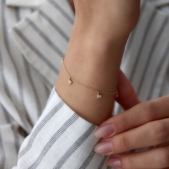 Sallantılı Taşlı Kalp Bileklik - Rayna (1)