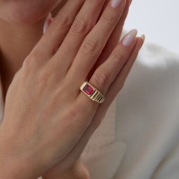 Sarah Kırmızı Baget Yüzük - Rayna