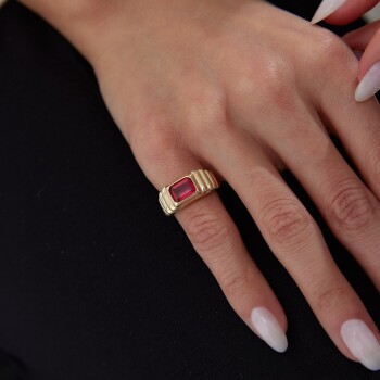 Sarah Kırmızı Baget Yüzük - Rayna (1)