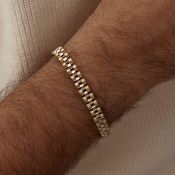 Sarı Beyaz Kordon Erkek Bileklik - Cemart (1)