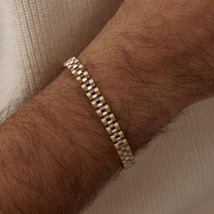 Sarı Beyaz Kordon Erkek Bileklik - 2