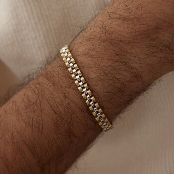 Sarı Beyaz Kordon Erkek Bileklik - 3