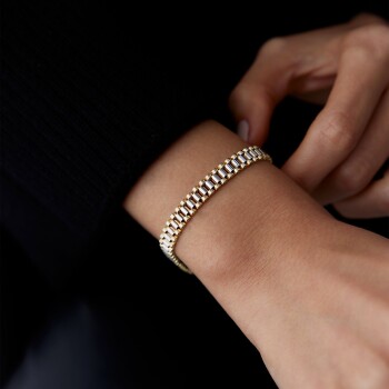 Sarı Beyaz Saat Kordon Bileklik - Cemart