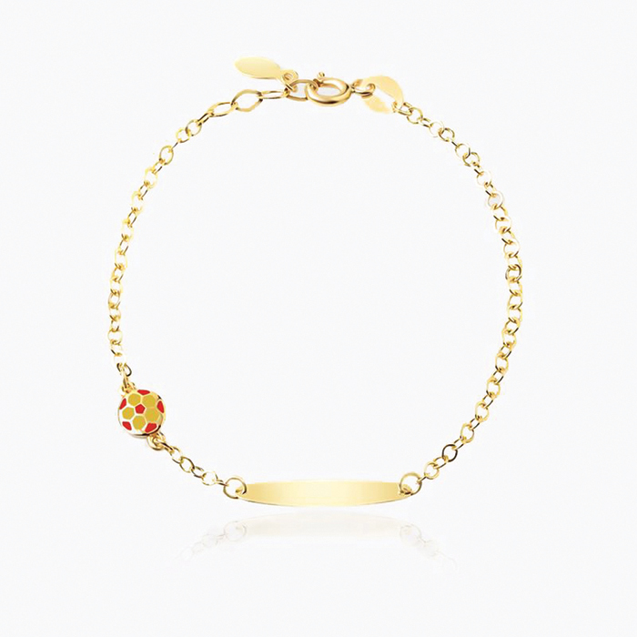 Sarı Kırmızı Mineli Bebek Künyesi - Melike