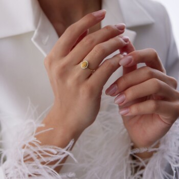 Sarı Oval Yüzük - Alen (1)