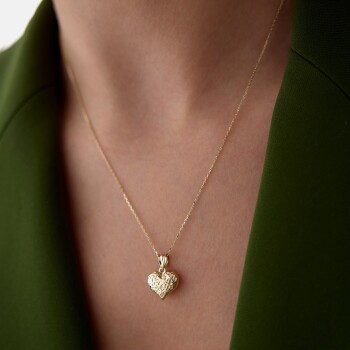 Sarmal İşlemeli Kalp Kolye - Koçak