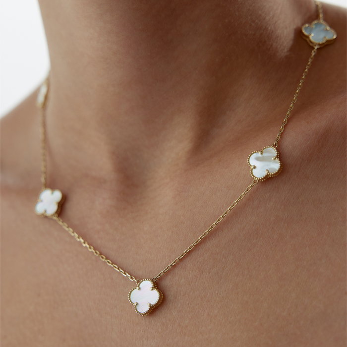 Sedefli Beşli Yonca Cleef Kolye - 3