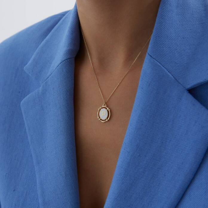 Sedefli Vintage Harf Kolye - 2