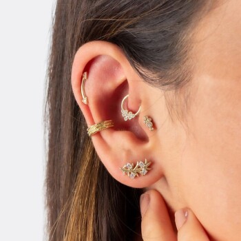 Sekiz Taşlı Motifli Helix Piercing - 3