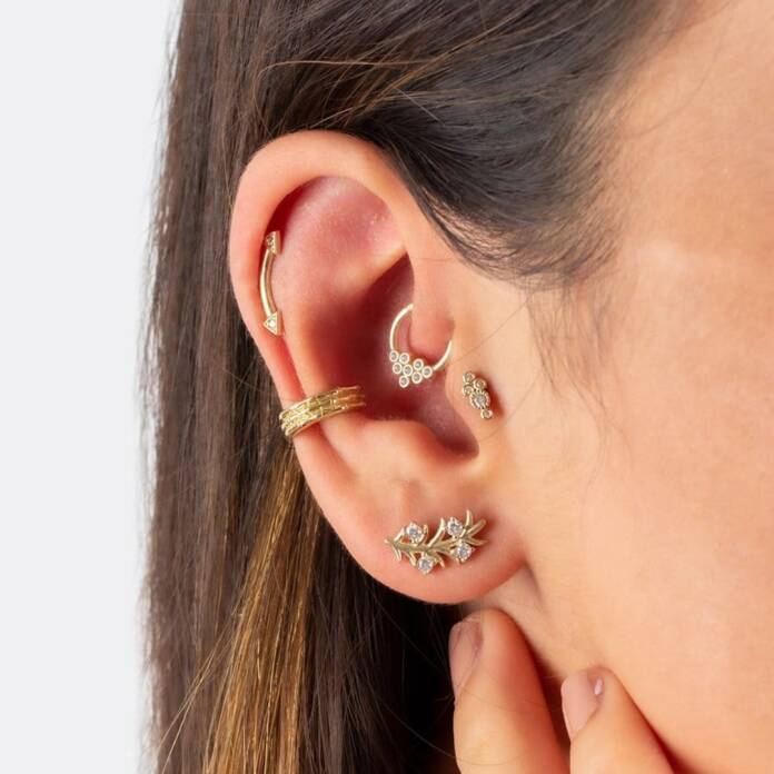 Sekiz Taşlı Motifli Helix Piercing - 3