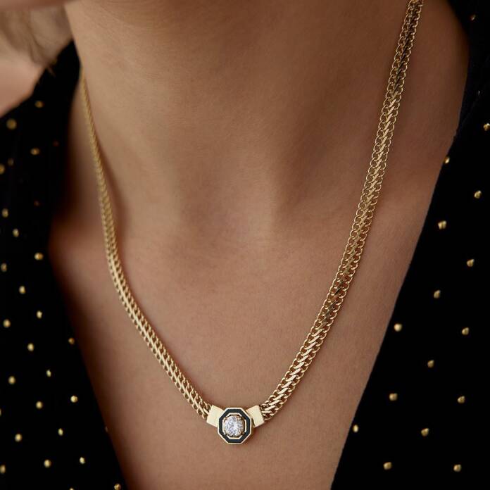 Sekizgen Desen Taşlı Viyana Zincir - 1