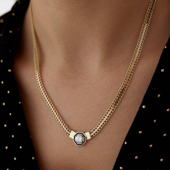 Sekizgen Desen Taşlı Viyana Zincir - 2