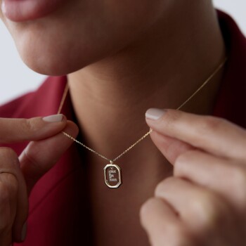 Sekizgen İçi Taşlı Harf Kolye - 3