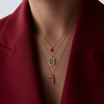 Sekizgen İçi Taşlı Harf Kolye - 4