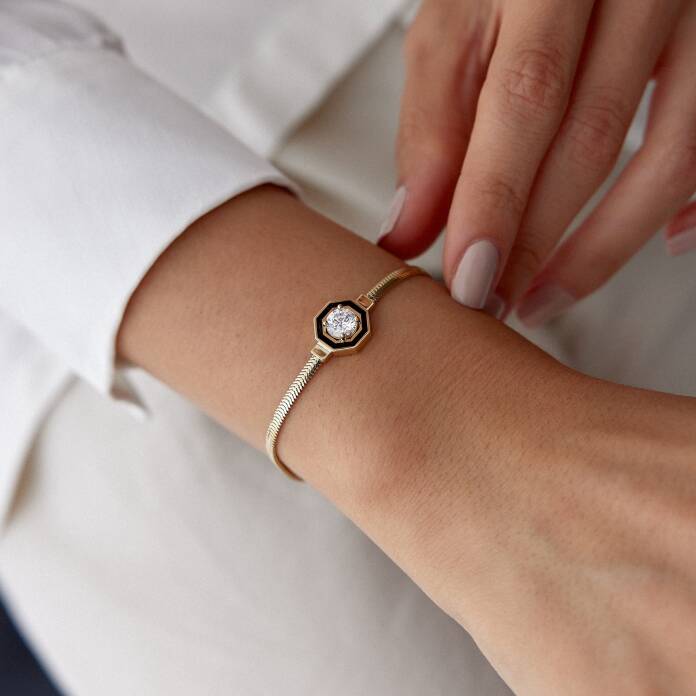 Sekizgen Model Taşlı Balık Sırtı Bileklik - 1