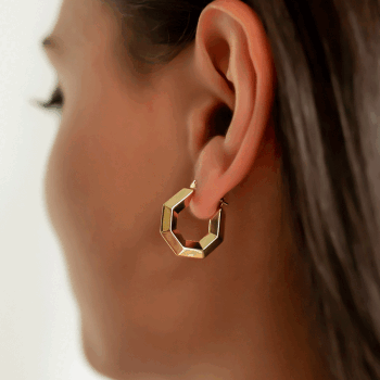 Sekizgen Prizma Halka Küpe - Tuana