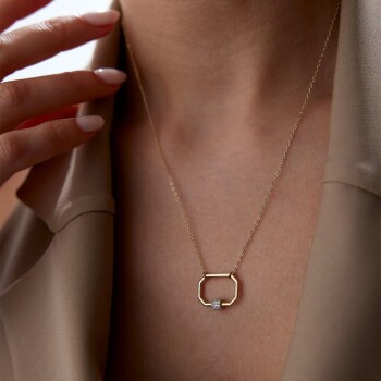 Sekizgen Taşlı Kolye - Rayna (1)