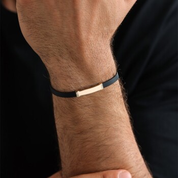 Şeritli Plaka Rubber Erkek Bileklik - Koçak (1)