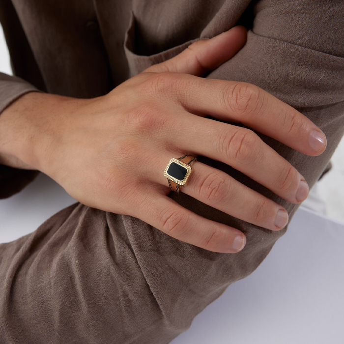 Shine Çerçeve Siyah Yüzük - Mazi (1)