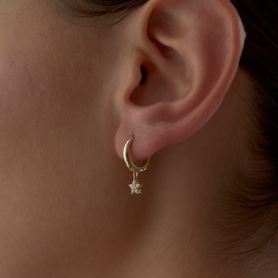 Shine Taşlı Çiçek Küpe - 2