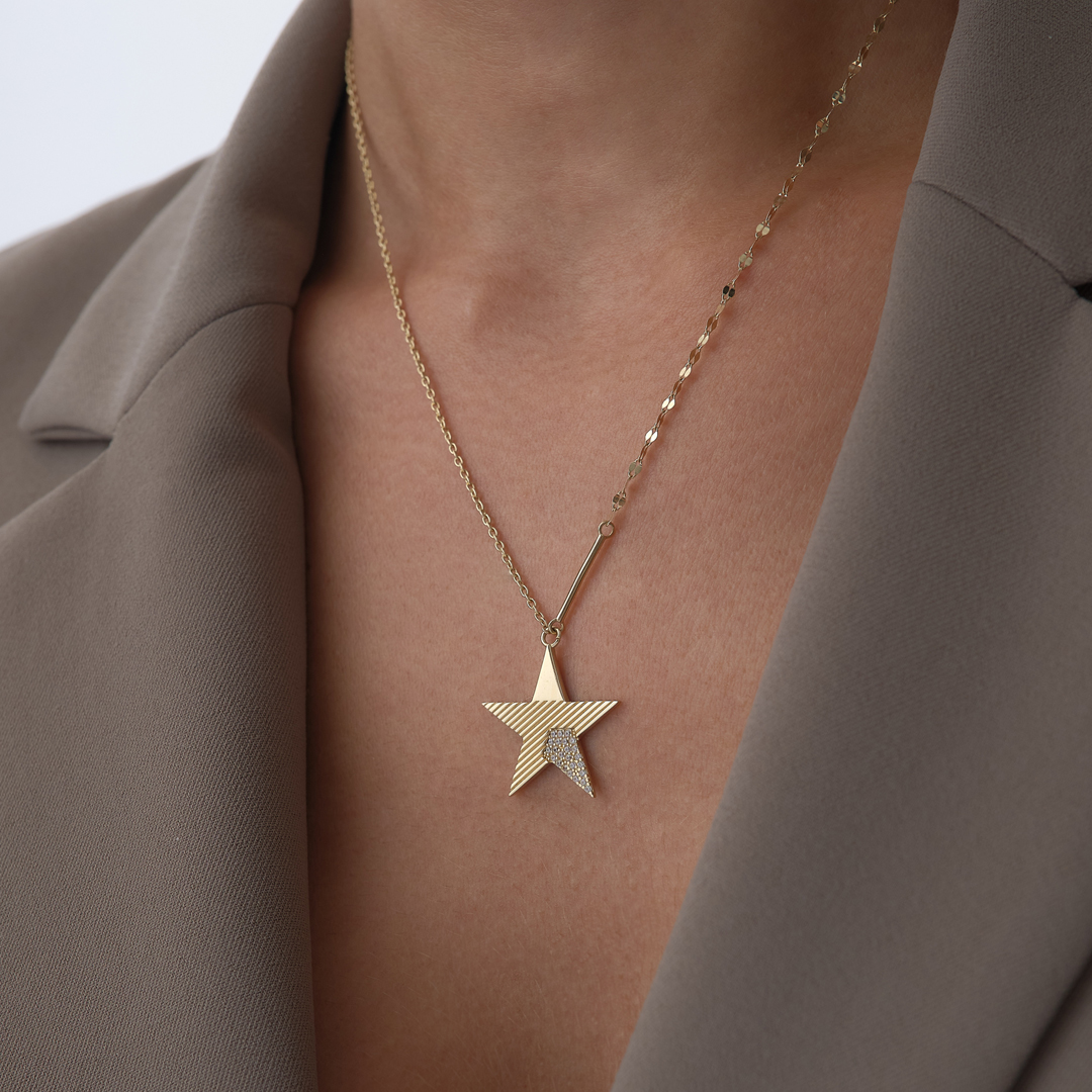 Shine Taşlı Yıldız Kolye - 2