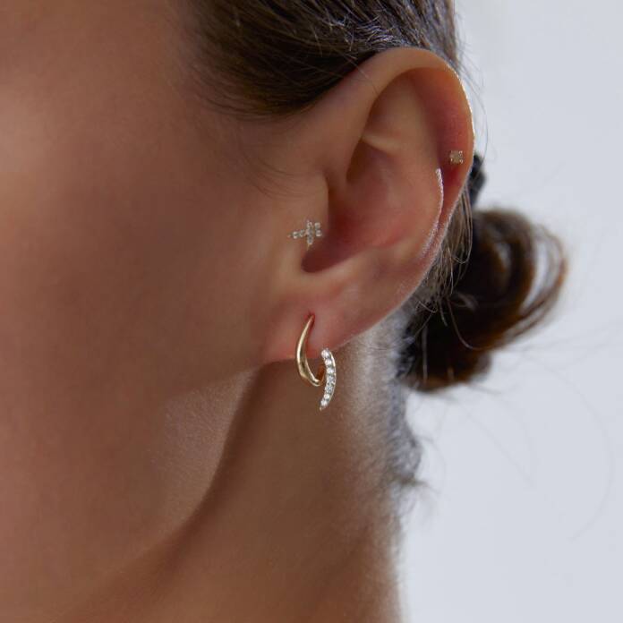 Sign Taşlı Halka Küpe - 2